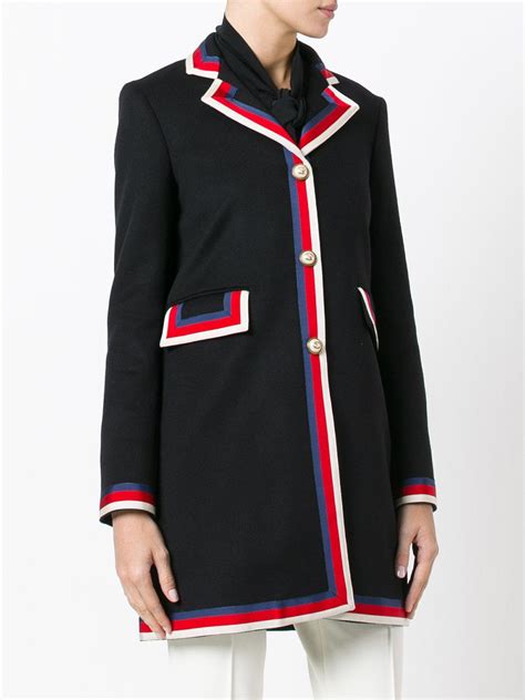 gucci wool coat with sylvie web|Gucci black diamond quilted coat.